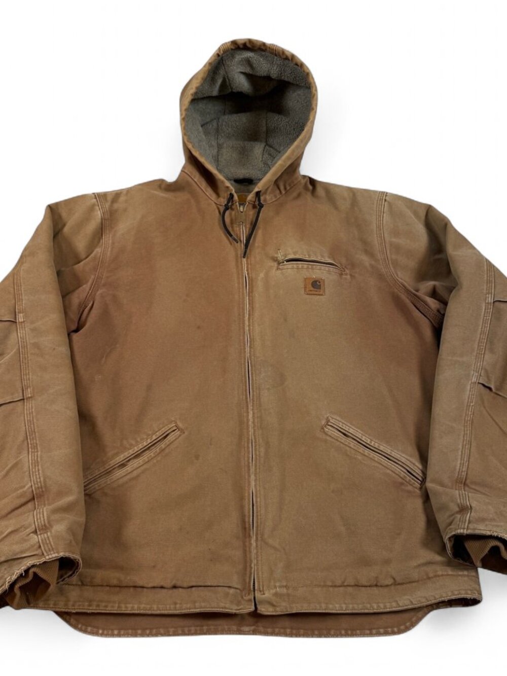 Vintage Carhartt J141 Hooded Jacket Men's XLT Brown Duck Canvas Sandstone